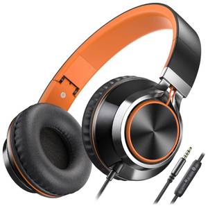 lot 55453 image: AILIHEN Kids Headphones, Headphones Wired with Microphone and Volume Control Folding Stereo Corded On-Ear 3.5mm Headset for Boys Girl Cellphones Tablets Chromebook Laptop Computer (BlackOrange)