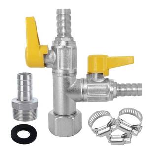 lot 55454 image: BesNPT Nickel Plated Brass 3 Way Shut Off Gas Valve 38 Hose Barb Fitting T Shaped Ball Valve,Split Design 2 Switch Valve for Fuel Air
