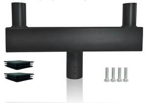 lot 63871 image: Bullhorn Light Bracket with 2 Tenon Adapters 2-38,180 Degree Double Bull Horn Mounting Arm for Round Pole, Heavy Duty Low Profile Bullhorn for Led Parking Lot Lighting, Shoebox Lights (Black)