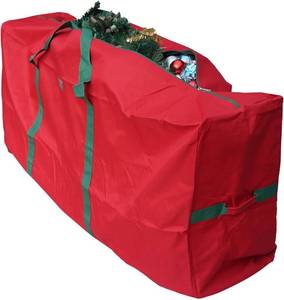 lot 101369 image: K-Cliffs Extra Large Christmas Tree Storage Bag Heavy Duty XMas Holiday Decoration Duffel Fits 9 ft Artificial Trees Durable Quality 65 x 30 x 15 Red