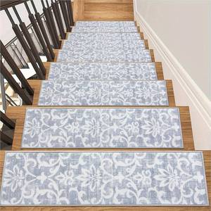 lot 101377 image: Lahome Carpet Stair Treads Non Slip Backing, 15 Pack 8 X 30 Stair Treads for Wooden Steps Indoor, Soft Washable Stairway Stair Runners Oriental Staircase Rugs for Kids Pets Elders(15pc, Grey)