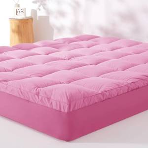 lot 101383 image: KUB Twin Cotton Mattress Topper, Breathable Pillow Top with 8-21 Inch Deep Pocket, 3D Snow Down Alternative Fill, Fluffy College Dorm Mattress Pad Cover (Pink, 39  75inch)
