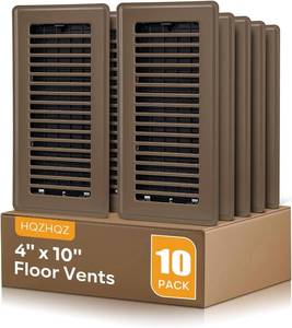 lot 101384 image: Floor Register 4x10, Floor Vent Covers, Heavy Duty Steel Walkable Floor Vents, for Sidewall and Floor, Brown 10 Pack