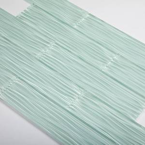 lot 101394 image: Lovdeco Light Green Water Wave Glass Subway Tile, 3 x 12 Inch, 4 Sq Ft, Backsplash for Bathroom Kitchen Wall, 16-Pack