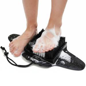 lot 101399 image: Efforest Shower Foot Scrubber Mat with Pumice Stone - Cleans, Smooths & Removes Dead Skin on Foot Without Bending, Foot Callus Remover with Non-Slip Suction Cups (Black)
