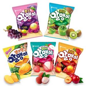 lot 101401 image: Korean Fruit Jelly Candy Assorted Chewy Gummy Snacks 5 Fruity Flavors (Grape, Plum, Lychee, Kiwi, Mango) Individually Wrapped Perfect for Kids & Adults (5 Flavor Mix 1.26oz(36g) 5pack)