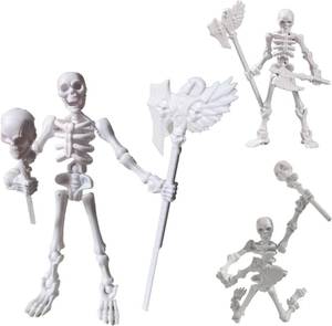 lot 101403 image: T13 Skeleton Action Figure, Movable Articulated Human Skeleton, 5.12-in Action Figure Wearing Multiple Sets of Weapons, Can Be Painted, Suitable for Collectors As Desktop Decorations (3pcs)