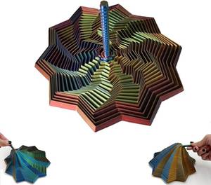 lot 101406 image: 3D Printed Expanded Sensory Fidget Star, Sensory Fidget Star with Handle, Colorful Whirling Spiral Design, Fractal Fidget Hexagon for Office desks as a Stress-Relief Gifts (Green)