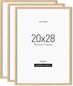 lot 201227 image: Minimalist 20x28 Picture Frame 3 Pack, Solid Oak Wood 20x28 Frame for Wall Mount - Wall Decor for Home, Office & Galley (3 Pack,Oak)