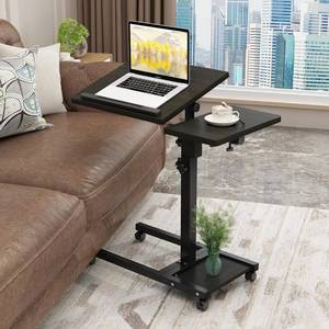 lot 201231 image: TigerDad Mobile Adjustable Height Laptop Stand PC Portable Laptop Swivel Table Rolling Table with Wheels Caster and Mouse Pad (Dekuwood)