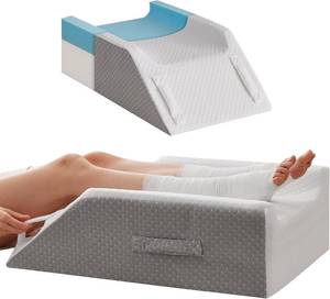 lot 201235 image: Double Leg Elevation Pillows for After Surgery, Memory Foam Leg Elevating Pillow, Leg Pillow Elevation Blood Circulation, Knee Pillow Wedge Pillow for Back Knee Hip Ankle Pain Relief, WhiteGrey