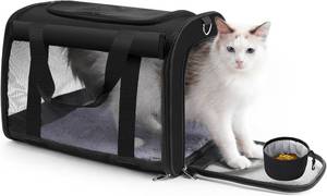 lot 201238 image: TWDEPART Cat Carrier Backpack - Multifunctional, Firm & Foldable with Roll-Up Shade, Breathable Design (Black)