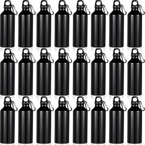 lot 201239 image: 24 Pcs Aluminum Water Bottle 17oz Aluminum Reusable Bottles with Clips Sports Lightweight Water Multipack Easy Carry Leakproof Travel for Gym Hiking Cycling Sports Outdoor(Black)