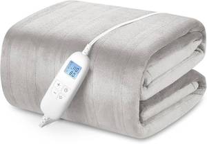 lot 201244 image: Electric Heated Blanket Queen Size with 6 Levels & 8h Auto Off, Ultra Soft Flannel Full Body Heating Blanket, Machine Washable, Warm Gray, 84 x 90