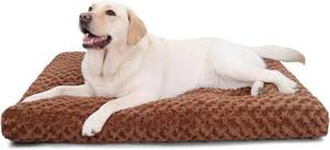 lot 201255 image: KSIIA Washable Dog Bed Deluxe Plush Dog Crate Beds Comfy Kennel Pad Anti-Slip Pet Sleeping Mat for Large, Jumbo, Medium, Small Dogs Breeds, 41 x 27, Brown