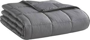 lot 301222 image: LAGRATY Weighted Blanket for Adults- Dark Grey, 48x72, 15lbs, Twin Full Size Heavy Throw Blanket, Cooling, Breathable, Microfiber with Glass Beads, Big, Washable, All-Season