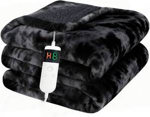 lot 301224 image: Electric Heated Blanket Throw 50x60Size Faux Fur Heating Blanket 10 Heating Settings, 1-8h Timer & Overheat Protection, Machine Washable, Soft Flannel and Sherpa Full Body Warmth