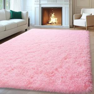 lot 301236 image: 8x10 Area Rugs for Living Room, Pink Large Fluffy Rugs for Bedroom, Soft Carpet Shag Kids Room Rug, Non-Slip Fuzzy Rugs Indoor (8ft x 10ft, Pink)