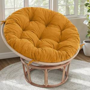 lot 301248 image: idee-home Papasan Chair Cushion, Circle Papasan Chair Cushion with Corduroy Cover (Without Chair) for Bowl Chair, 48 X 48 Inch, Yellow