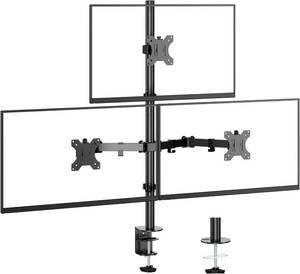 lot 301253 image: 3 Monitor Desk Mount for 17 to 32 inch Screens, Fully Adjustable Triple Monitor Stand with Tilt,Swivel,Rotate, Each Arm Holds up 17.6 lbs,VESA Mount 75x75100x100mm, Clamp & Grommet Kit
