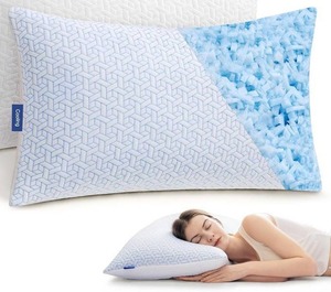 lot 301263 image: puredown Cooling Pillows Queen Size, Memory Foam Pillows Adjustable Firm Bed Pillows for Sleeping, Cool Pillow for Hot Sleepers with Zipper Removable Pillow Cover