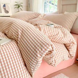 lot 401167 image: LifeTB Queen Comforter Set Pink Gingham Comforter Modern Style Blush Plaid Comforter Set 3 Pieces Grid Checkered Comforter with 2 Pillowcases Fluffy Soft Boho Gingham Bedding Set Queen Size