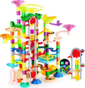 lot 401170 image: JOYIN 236Pcs Glowing Marble Run with Motorized Elevator- Construction Building Blocks Toys with 30 Glow in The Dark Plastic Marbles, STEM Toy for Boys and Girls, Birthday Gift, Easter Basket Stuffers