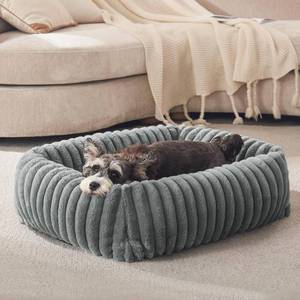 lot 401177 image: FURTIME Dog Bed for Small Dogs, Washable Orthopedic Dog Bed with Removable Cover, Rectangle Soft Calming Sleeping Puppy Bed Durable Pet Cuddler with Anti-Slip Bottom, Grey, S (20x19x6)