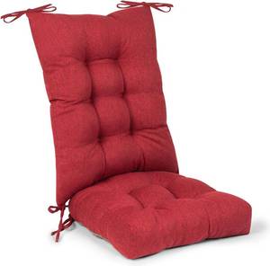 lot 401183 image: Non-Slip Rocking Chair Cushion Set with Thick Tufted Design, Set of Seat & Back Cushion with Ties for Rocking Chair Cushions Indoor,Classic Linen Fabric(21 1717 17,Red)