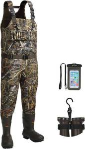 lot 401184 image: Retails for $150 TIDEWE Hunting Wader with 1400&1600G Insulation Rubber Boot, 5mm Neoprene Waterproof Chest Wader for Fishing, Hunting (Size 9)
