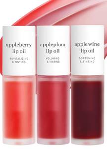 lot 401200 image: NOONI Korean Lip Oil - Appleberry  Appleplum  Applewine, 0.12 FL Oz Bundle