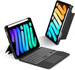 lot 401204 image: Case with Trackpad Keyboard for iPad mini 7th(A17 Pro, 2024)6th Generation 8.3 inch,7-Color Backlit Wireless Keyboard Magnetic Detachable Multi-Angle Stand Cover for iPad mini 6 7 Black