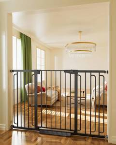 lot 341842 image: Retails for $130 Cumbor 36 Extra Tall Baby Gate for Stairs, 29.7-57 Extra Wide Dog Gate for Doorways Hallways, Pressure Mounted Child Gate for Wide Opening, Auto Close Personal Safety for Babies and Pets, Black