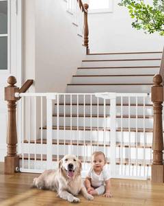 lot 441789 image: Cumbor 29.7-54.2 Wide Baby Gate for Stairs, Moms Choice Awards Winner-Self Closing Dog Gate Indoor for Doorways, No Drilling Pressure Mounted Pet Gates for Kids, Easy Walk Through Safety Gate, White