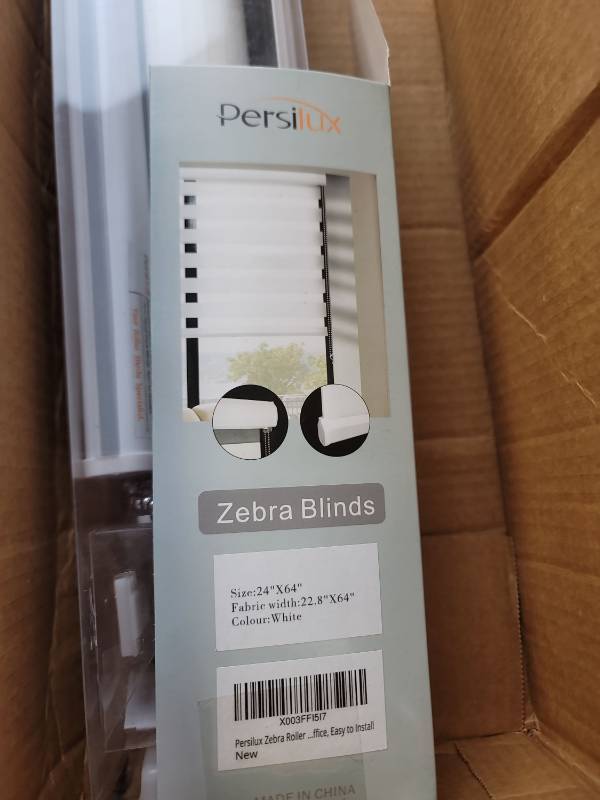 lot 9527 image: Persilux White Zebra Blind 24x64