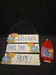 lot 5267 image: Kansas Jayhawks Fan Sign and Koozie Set