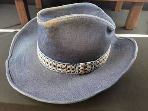 lot 12449 image: Western Style Denim Cowboy Hat with Decorative Band