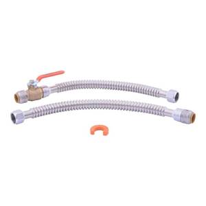 lot 23468 image: Max 34 in. Push-to-Connect x 34 in. FIP Corrugated Stainless Steel Water Heater Connection Kit