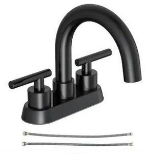 lot 23475 image: Glacier Bay Cartway 4 in. Centerset 2-Handle High-Arc Bathroom Faucet in Matte Black