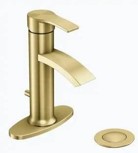 lot 23478 image: Glacier Bay Garrick Single Hole Single Handle Bathroom Faucet in Matte Gold