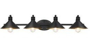 lot 23486 image: Hukoro 36-in 4 Light Matte Black Industrial Bathroom Vanity Light