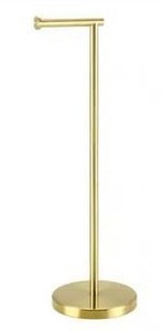 lot 23497 image: KES Bathroom Freestanding Toilet Paper Holder 26 in. H Tissue Roll Holder Floor Stand in Brushed Gold