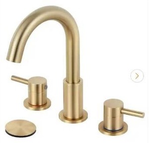 lot 23516 image: AKLFGN 8 in. Widespread Double Handle Bathroom Faucet 3 Hole Sink Faucet with Pop-Up Drain in Brushed Gold