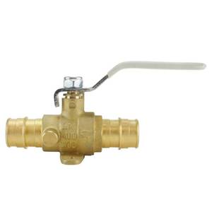lot 23517 image: 34 in. Brass PEX-A Barb Ball Valve with Drain and Mounting Pad