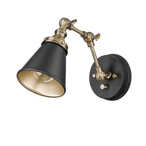 lot 23531 image: Millennium Lighting Edith 1 Light Swing Arm Sconce Matte BlackVintage Brass