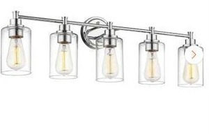 lot 23567 image: 5-Light Chrome Bathroom Vanity Light