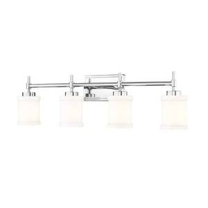 lot 23569 image: Cadoc 31.5 in. 4-Light Chrome Vanity-Light with Gloss Opal Glass Shade