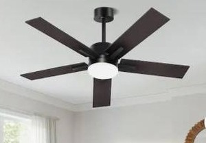 lot 23571 image: Black 42-inch Modern Black Ceiling Fan with Light