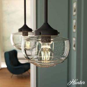 lot 23583 image: Hunter Saddle Creek 8 Pendant Cg Saddle Creek 8  Wide Mini Pendant - Bronze