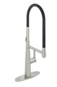 lot 23593 image: Flynama 1.8 GPM Single Handle Deck Mount Standard Kitchen Faucet with Deck Plate in Brushed Nickel